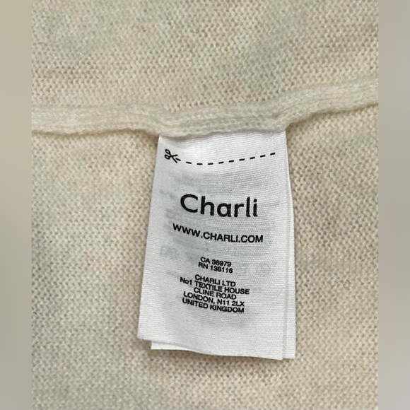 100% Cashmere Charli London Sweater Pullover Women Striped Crew Neck Sz M - Picture 7 of 9